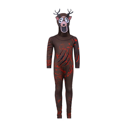 Children Adult Cosplay 99 Nights Forest Deer Owl Clothing 3D Print Cosplay Costume Halloween Carnival Horror Game Dress Up Suit