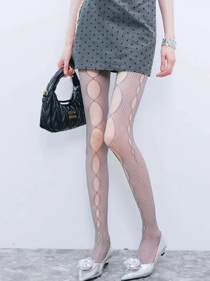 Floral Fishnet Tights for Women – Ripped Pattern Pantyhose