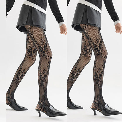 Floral Lace Tights – Women’s Knit Thigh High Stockings