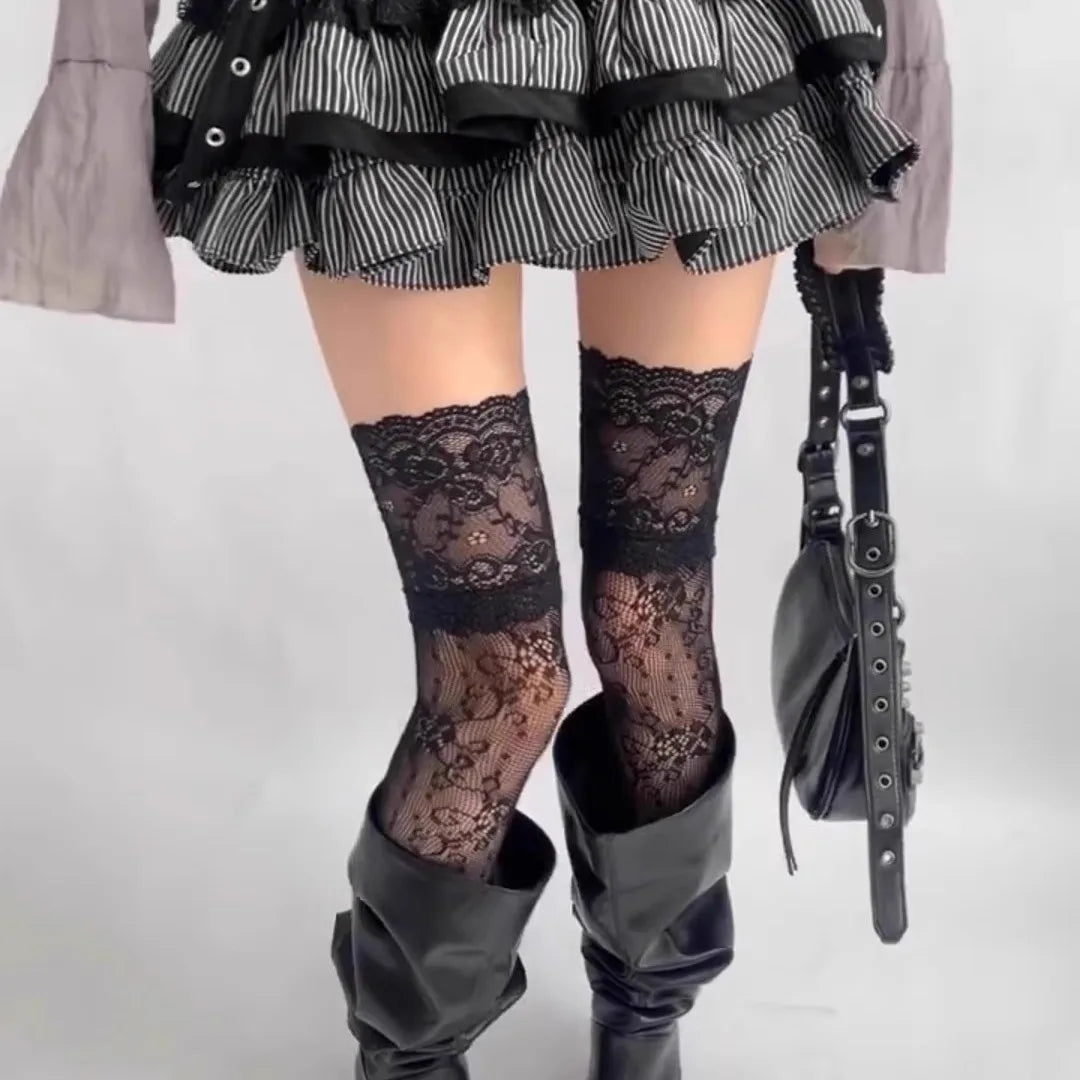 Fishnet Thigh High Socks – Lace Mesh Fashion Style