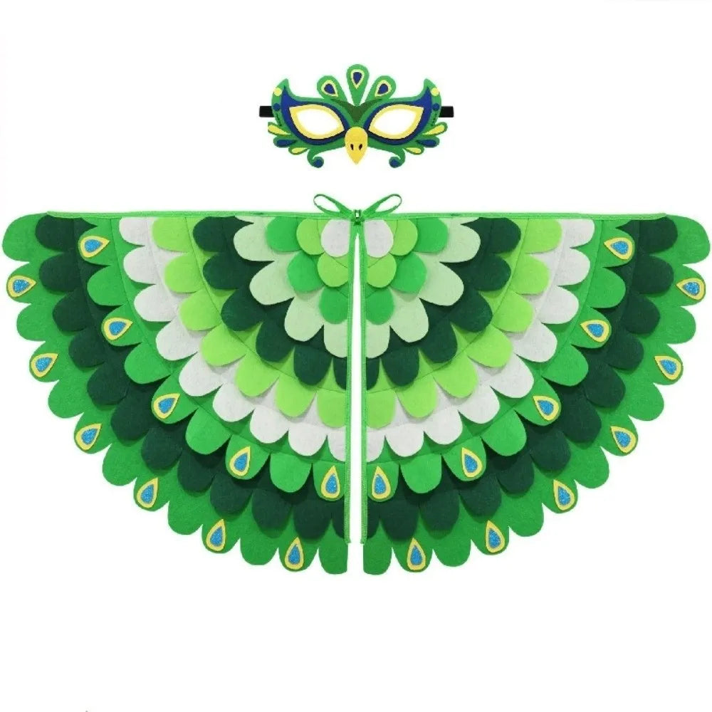 Cute Felt Cloth Halloween Cloak with Mask Bird Wings Owl Halloween Children Costume Robe Cosplay Cape Mask Set Costume Ball