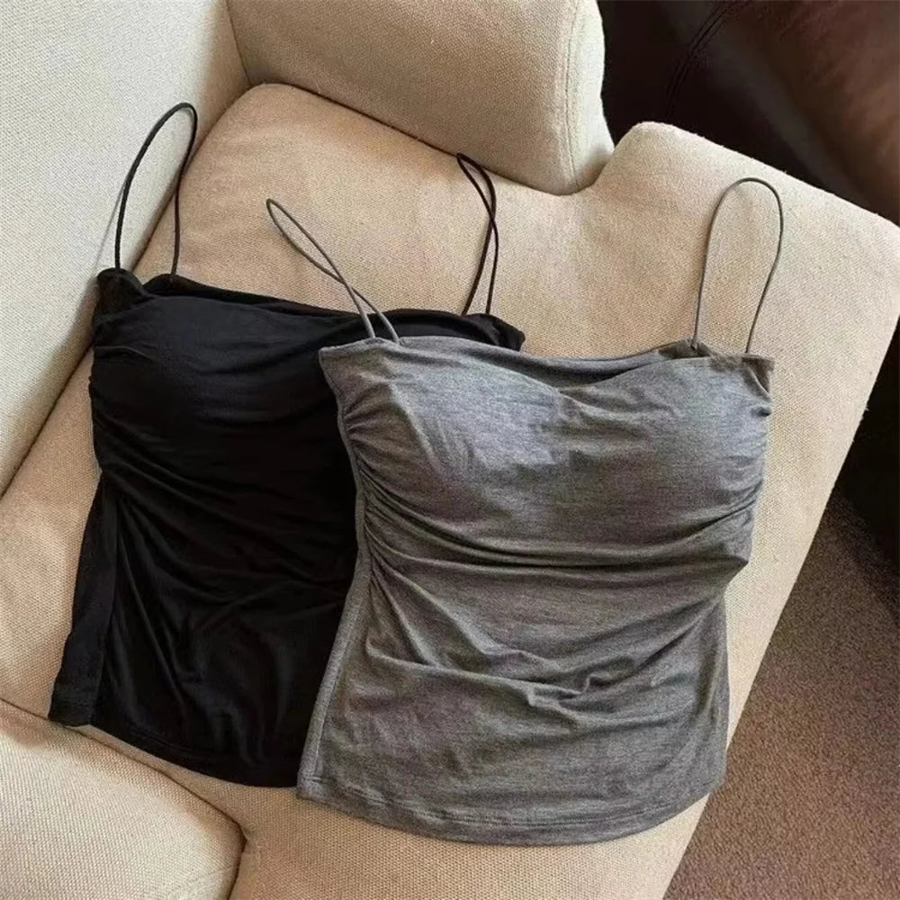 Women’s Sleeveless Tank Top – Stretch Solid Color Crop Top