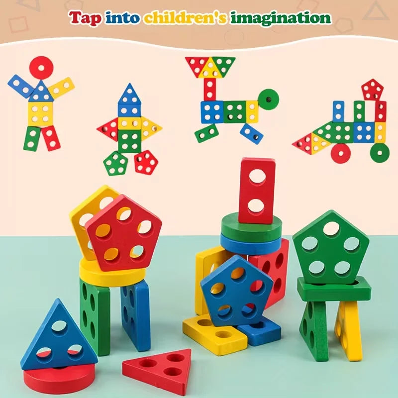 Montessori Wooden Puzzle – Geometry Learning Toy for Kids
