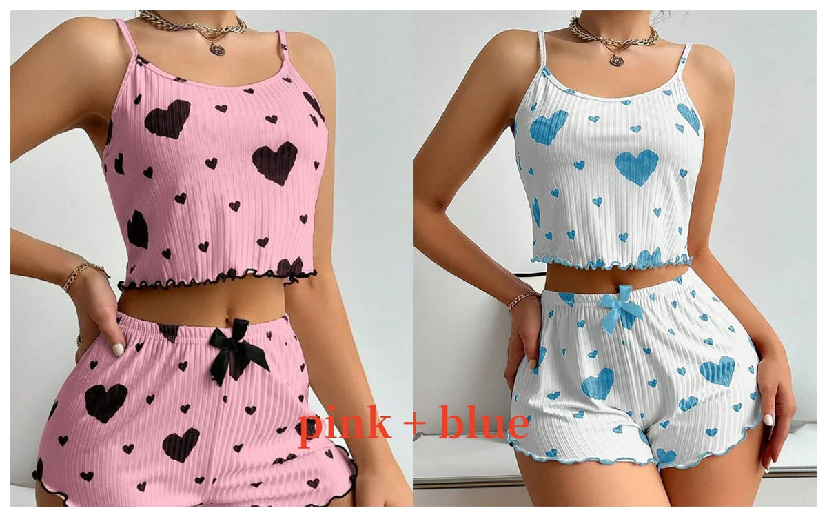 Women’s Pajama Set – 2 Piece Tank Top & Shorts Sleepwear