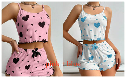 Women’s Pajama Set – 2 Piece Tank Top & Shorts Sleepwear