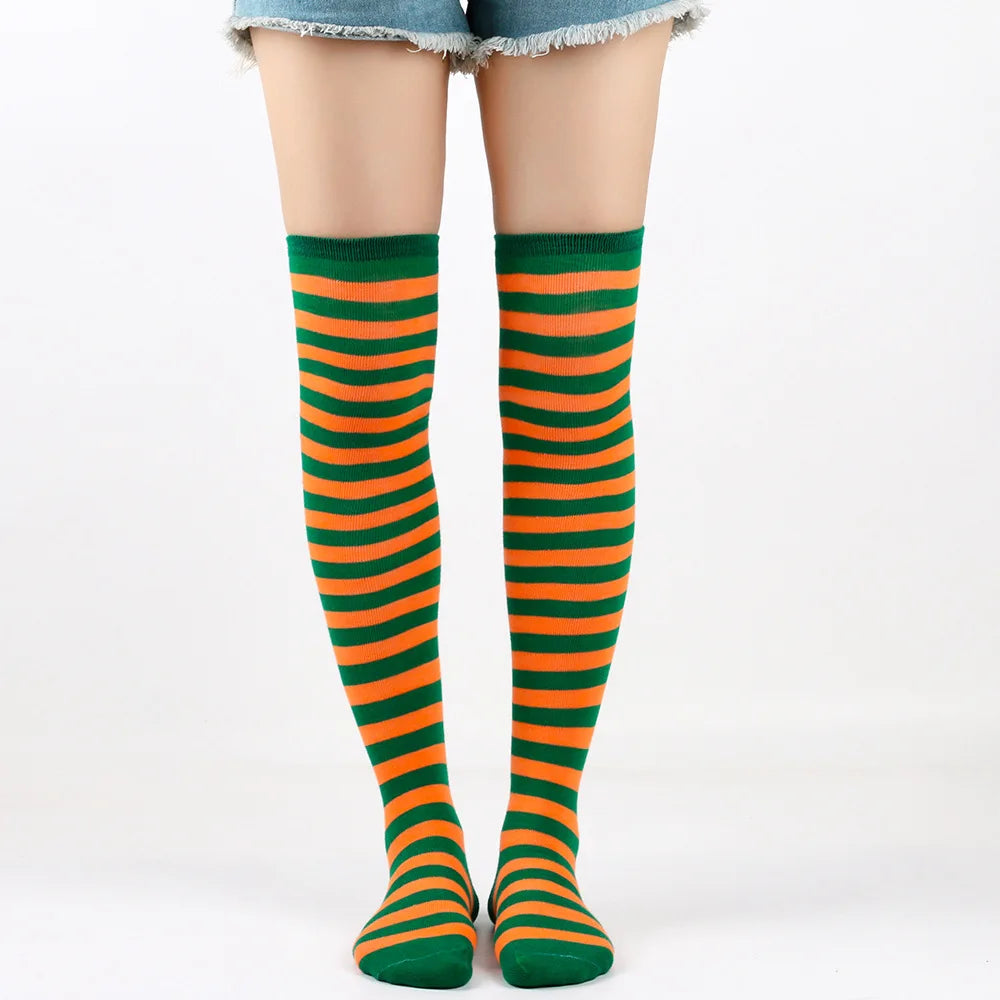 Women's Striped Over Knee Socks – Long Pinstripe Stockings