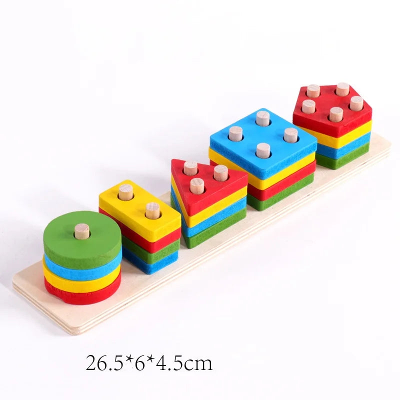 Montessori Wooden Puzzle – Geometry Learning Toy for Kids