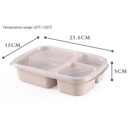 Wheat Straw Lunch Box – 3-Grid Microwave Food Storage Container