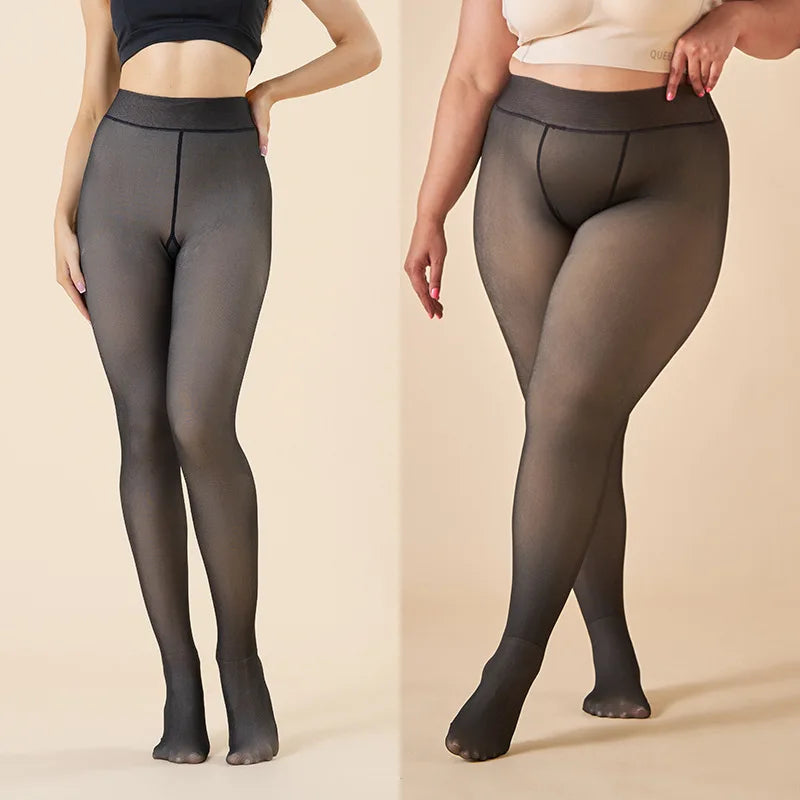 Plus Size Winter Tights – Warm Translucent Layering Style