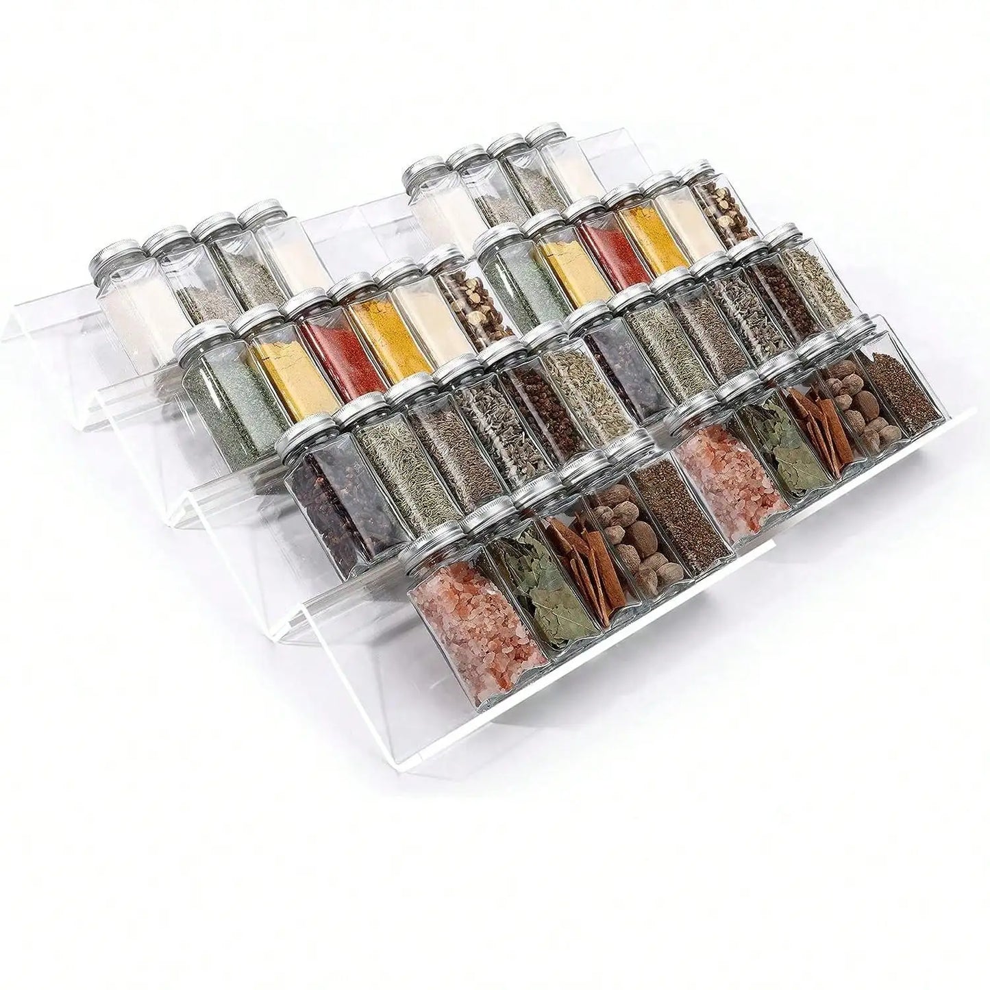 Spice Drawer Organizer 4-Tier Acrylic Rack Expandable Kitchen Storage