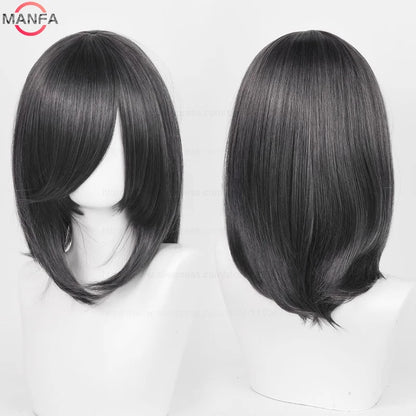 40cm Medium Basic Anime Cosplay Wig Bang Blond  Black White Red Pink Green Brown Gold Blue Heat Resistant Synthetic Hair Wigs
