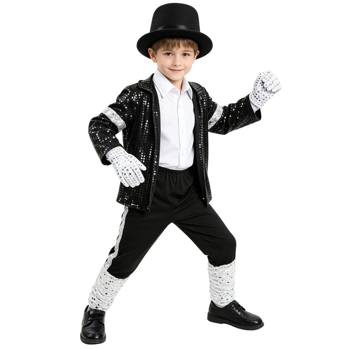 Boys Michael Pop Star Jackson Halloween Cosplay Costume Carnival Stage Performance Clothes Hip Hop Dance Outfit