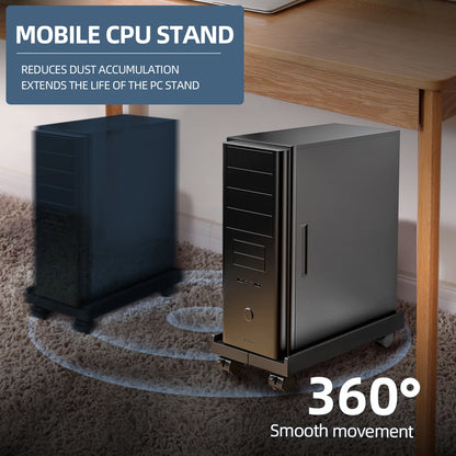 Adjustable CPU Tower Stand with Wheels – Mobile Computer Holder