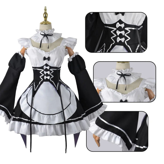 Anime Ram Rem Maid Cosplay Re Life In A Different World From Zero Costumes Women Loli Dress Halloween Party Suit