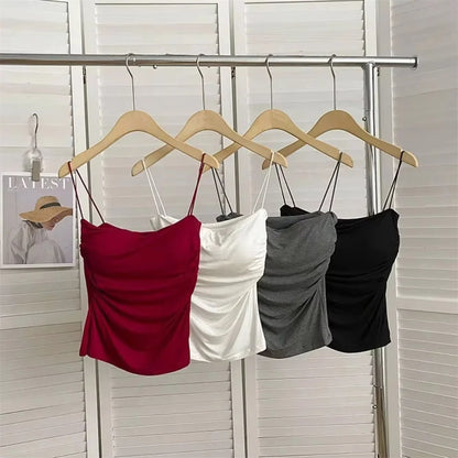 Women’s Sleeveless Tank Top – Stretch Solid Color Crop Top