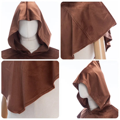 Cos Gift Medieval Costume Hooded Cape Wizard Short Cloak Halloween Costumes for Women Men Undead Cosplay Coat Unisex Adult Props