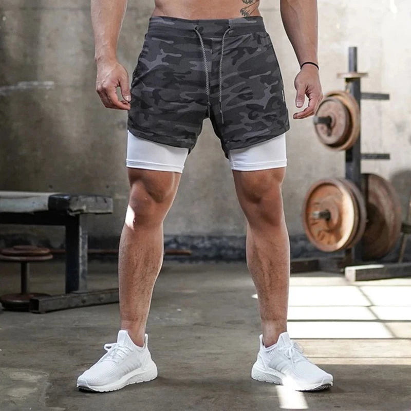 Men's Running Shorts 2-in-1 Quick Dry Gym Workout Sports Shorts