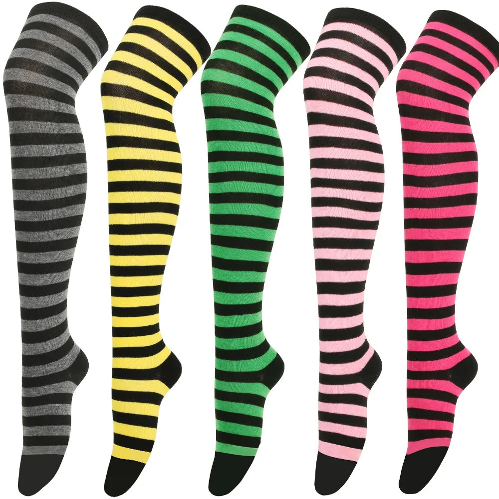 Women's Striped Over Knee Socks – Long Pinstripe Stockings