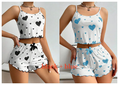 Women’s Pajama Set – 2 Piece Tank Top & Shorts Sleepwear