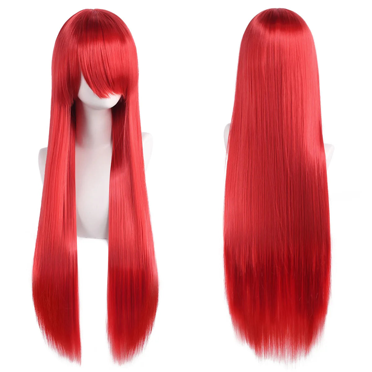 80cm Long Synthetic White Purple Cosplay Wigs Green Hair Straight Silver Wig Pink Hairpiece Lolita Wig with Bangs