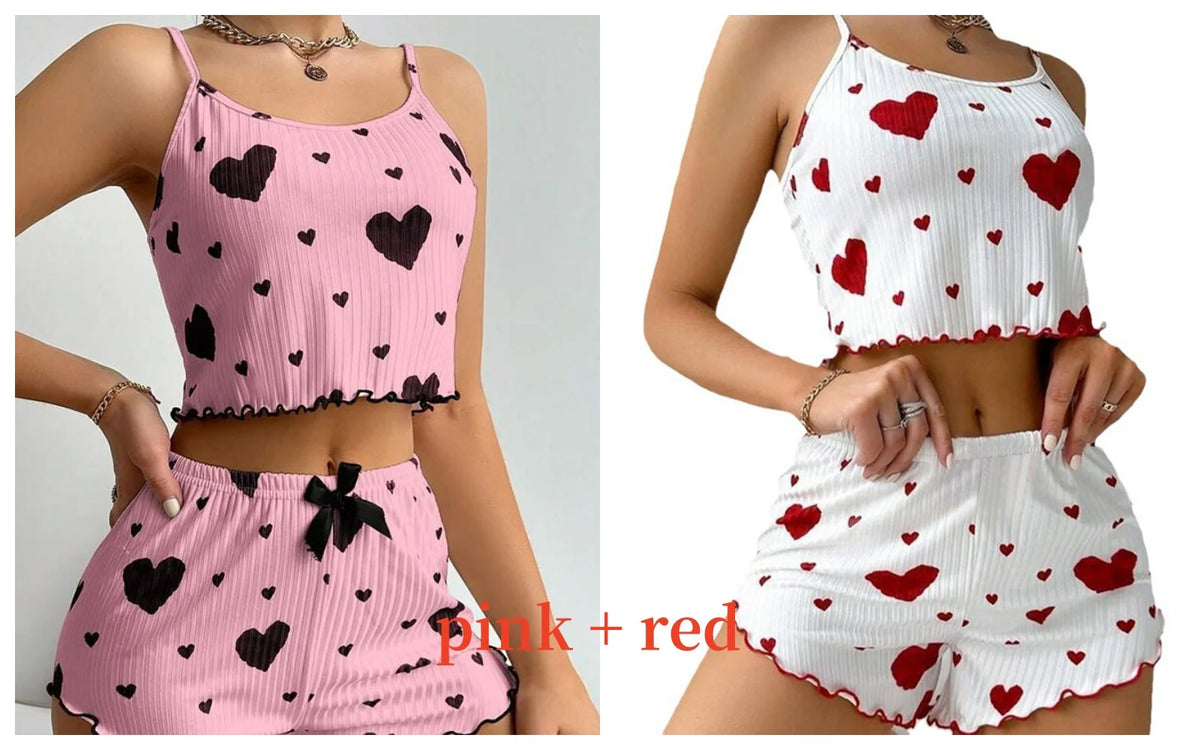Women’s Pajama Set – 2 Piece Tank Top & Shorts Sleepwear