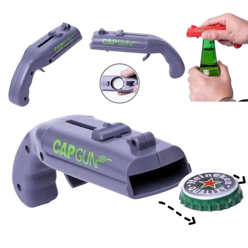 Portable Bottle Opener with Cap Launcher for Parties & Bar