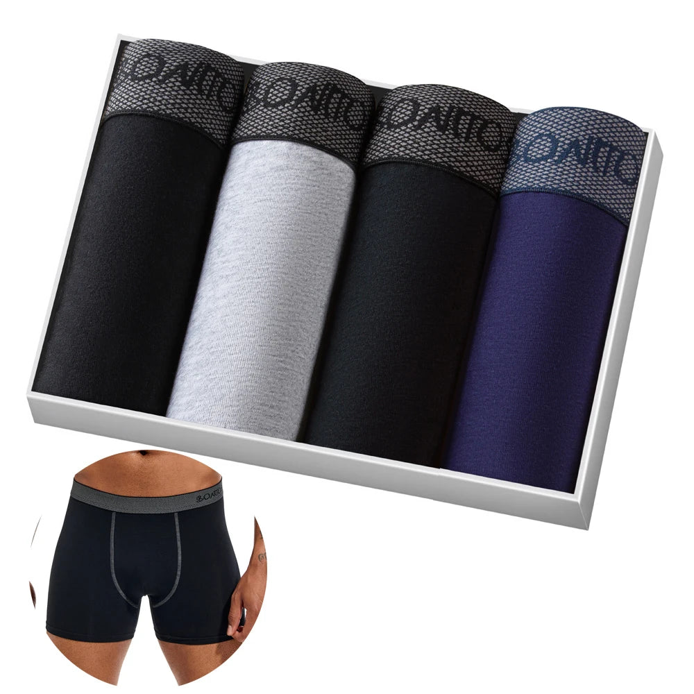 Men’s Cotton Boxer Shorts – Soft 4-Piece Underwear Set