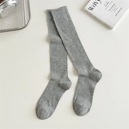 Women Mid-Calf Socks – Cotton Long Socks in Black, White & Gray