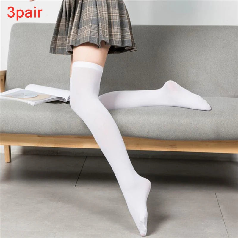 Black White Striped Over The Knee Socks for Women