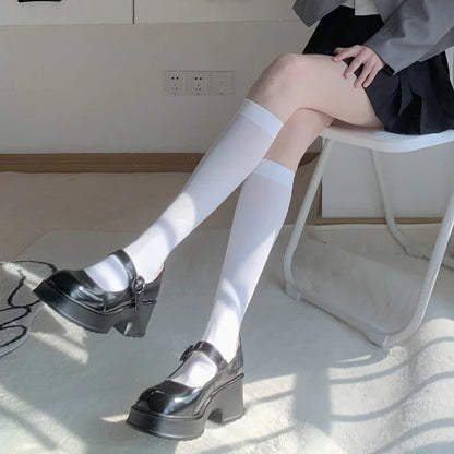 Knee High Socks for Women – Solid Color Long Socks 2-Pack
