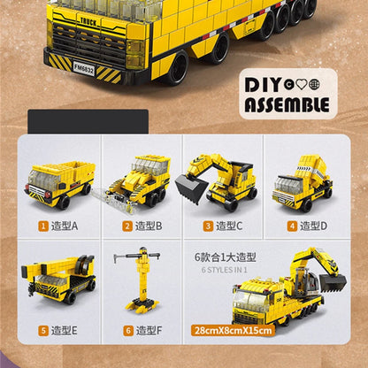 Construction Vehicle Building Set – 6-in-1 Engineering Truck Blocks