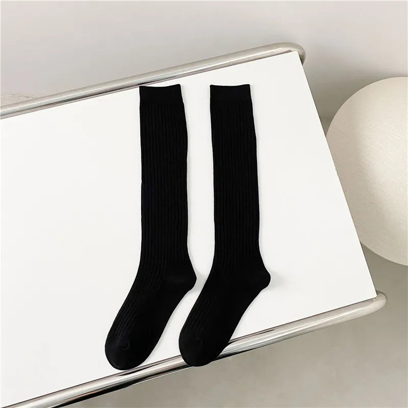 Women’s Knee High Socks – Cotton Preppy Casual Style