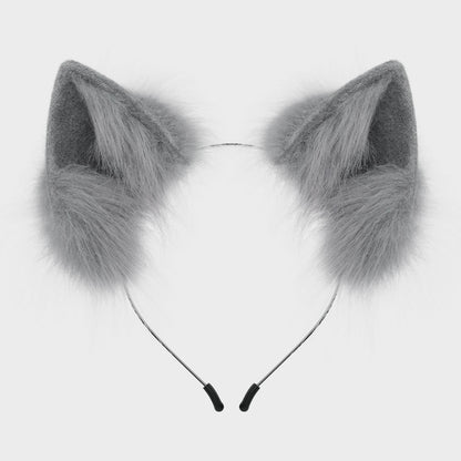 Handmade Faux Fur Animal Ears Headband Furry Cat Fox Ear Hairhoop Headwear Costume Accessory for Cosplay Masquerade