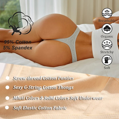 Women’s Cotton Thongs – Seamless Low Rise Underwear