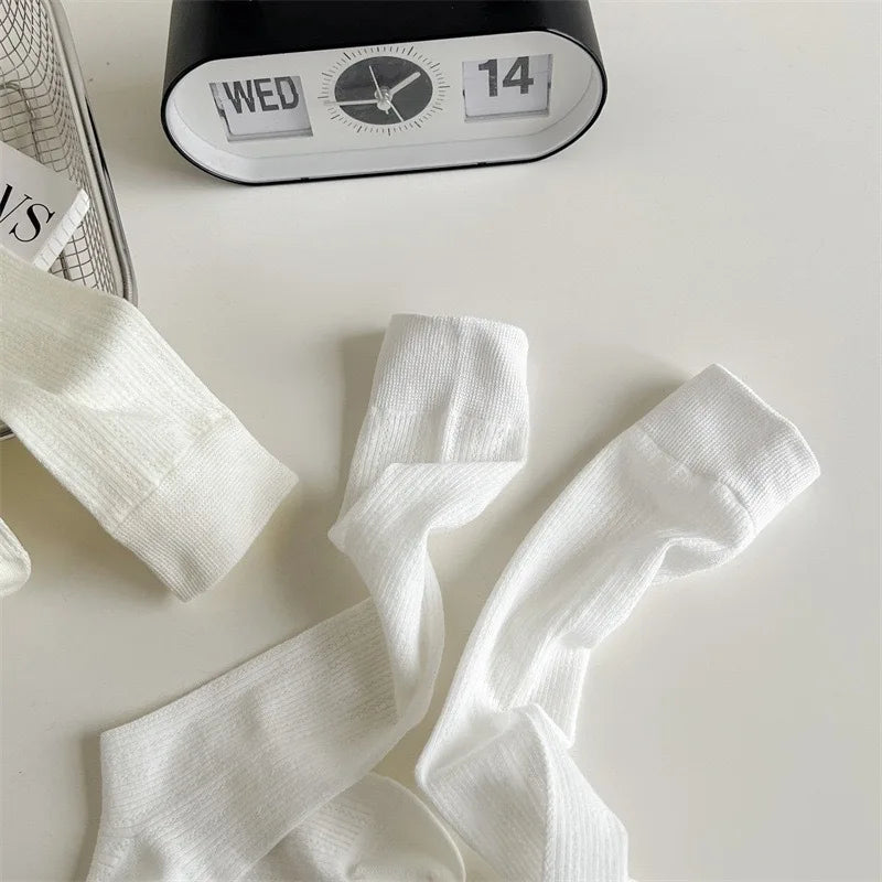 Women Mid-Calf Socks – Cotton Long Socks in Black, White & Gray