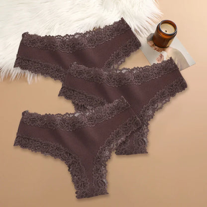 Cotton Panties for Women – Floral Lace Briefs 3-Pack