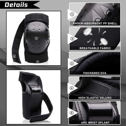 Kids Protective Gear Set with Knee, Elbow Pads & Wrist Guards