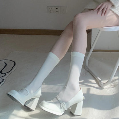 Knee High Socks for Women – Solid Color Long Socks 2-Pack