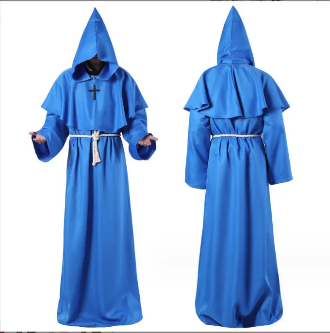 Medieval Hooded Monk Friar Priest Wizard Long Robe Unisex Adult Loose Stage Outfit For Masquerade Theme Party Halloween Cosplay