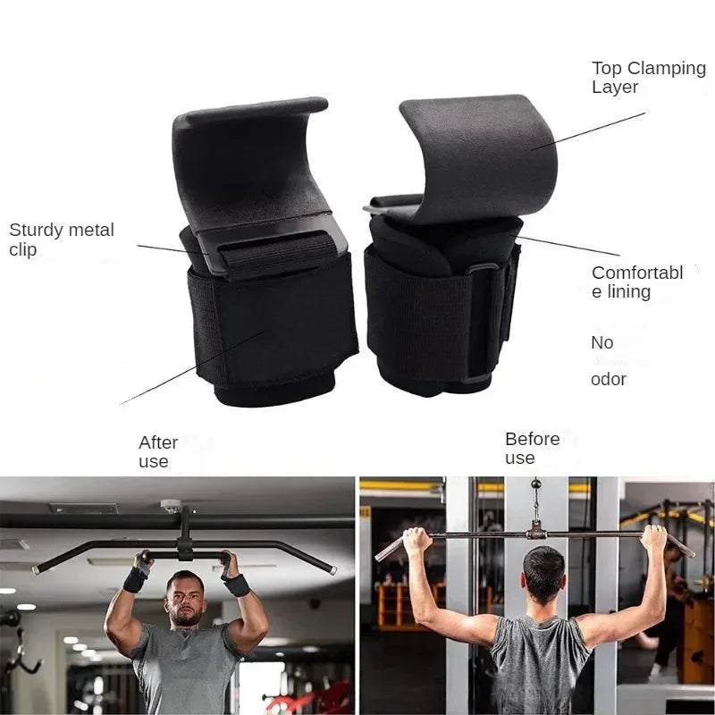 Weightlifting Hooks with Straps for Deadlift, Pull Up & Gym Training