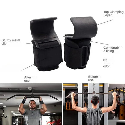 Weightlifting Hooks with Straps for Deadlift, Pull Up & Gym Training