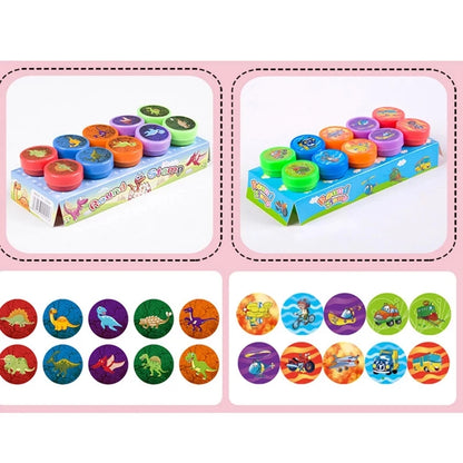 Self Inking Stamp Set – 10 Assorted DIY Craft Stamps