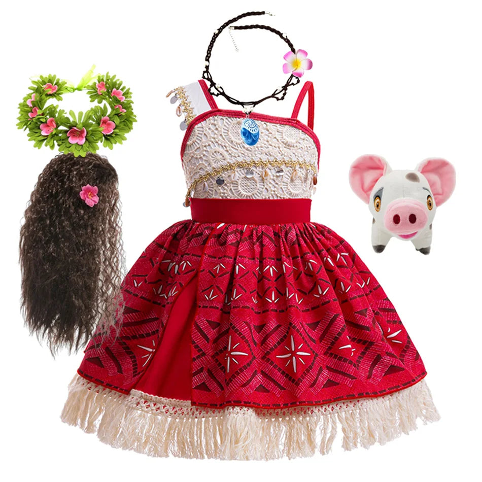 New Movie Girl Dress 2026 Halloween Party Ocean Adventure Costume Princess Clothes Children Vaiana Outfit Dress