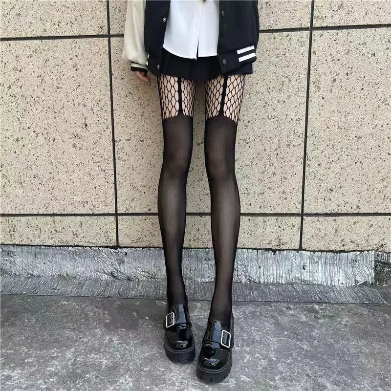 Gothic Spider Web Tights – Retro Mesh Hosiery