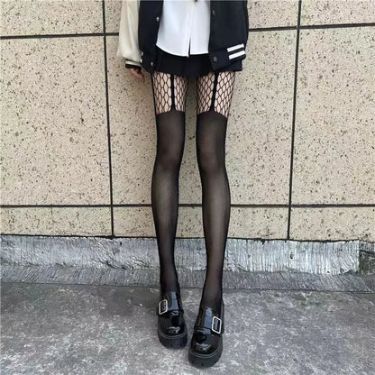 Gothic Spider Web Tights – Retro Mesh Hosiery
