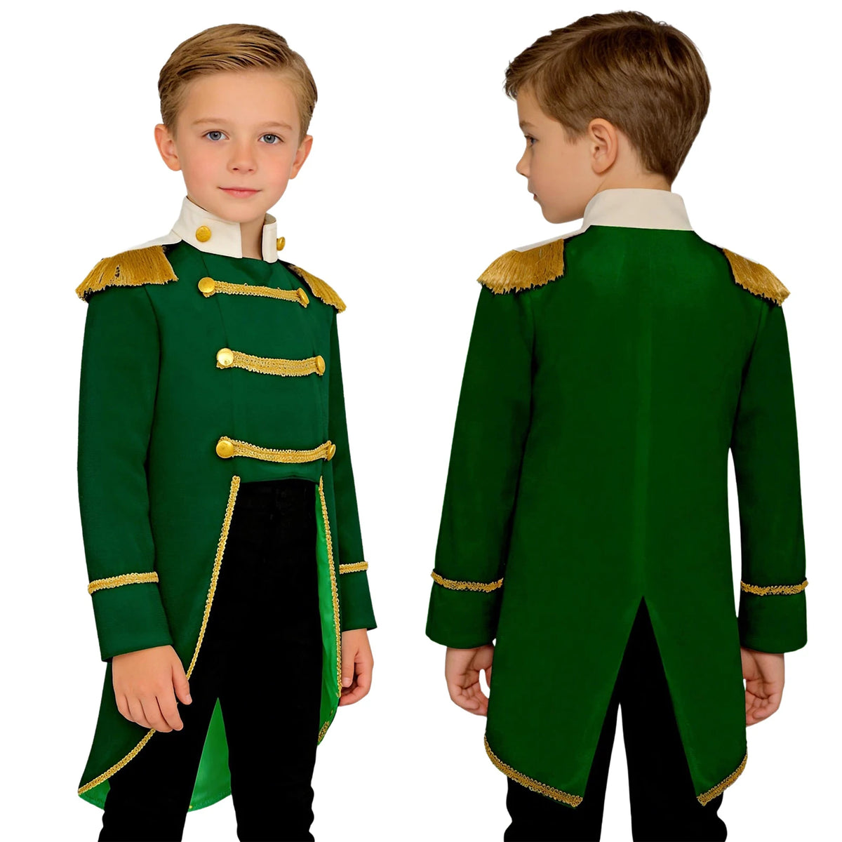 Baby Boys Prince Costume Long Sleeve Tailcoat Jacket Royal Court Marching Band Uniforms Halloween America Drum Costumes