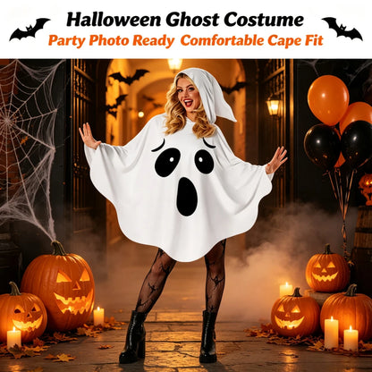 Halloween Ghost Witch & Fairy Cosplay Costume White Bat Wing Outfit Spooky Party Stage Performance Role Play Clothes for Women