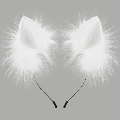 Handmade Faux Fur Animal Ears Headband Furry Cat Fox Ear Hairhoop Headwear Costume Accessory for Cosplay Masquerade