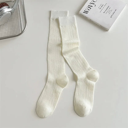 Women Mid-Calf Socks – Cotton Long Socks in Black, White & Gray