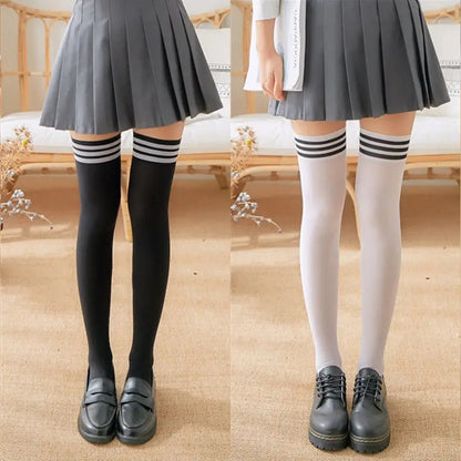 Women's Over Knee Socks – Striped Thigh High Long Socks